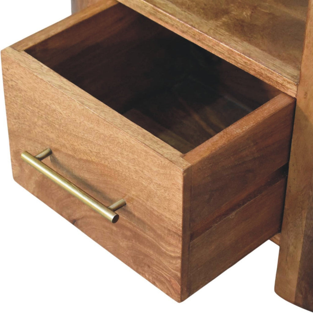 Solid Wood Valencia Sculpted Bedside Nightstand with Drawer - Golden Teak