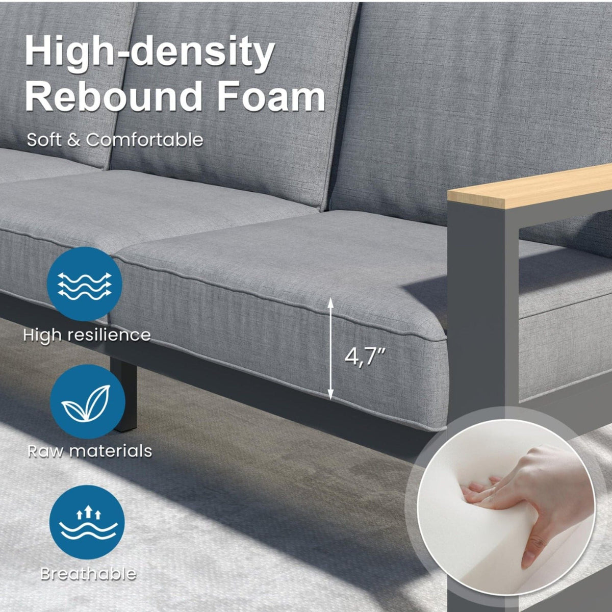 All-Weather Loveseat Sofa with Thick Cushions - Dark Gray or Beige