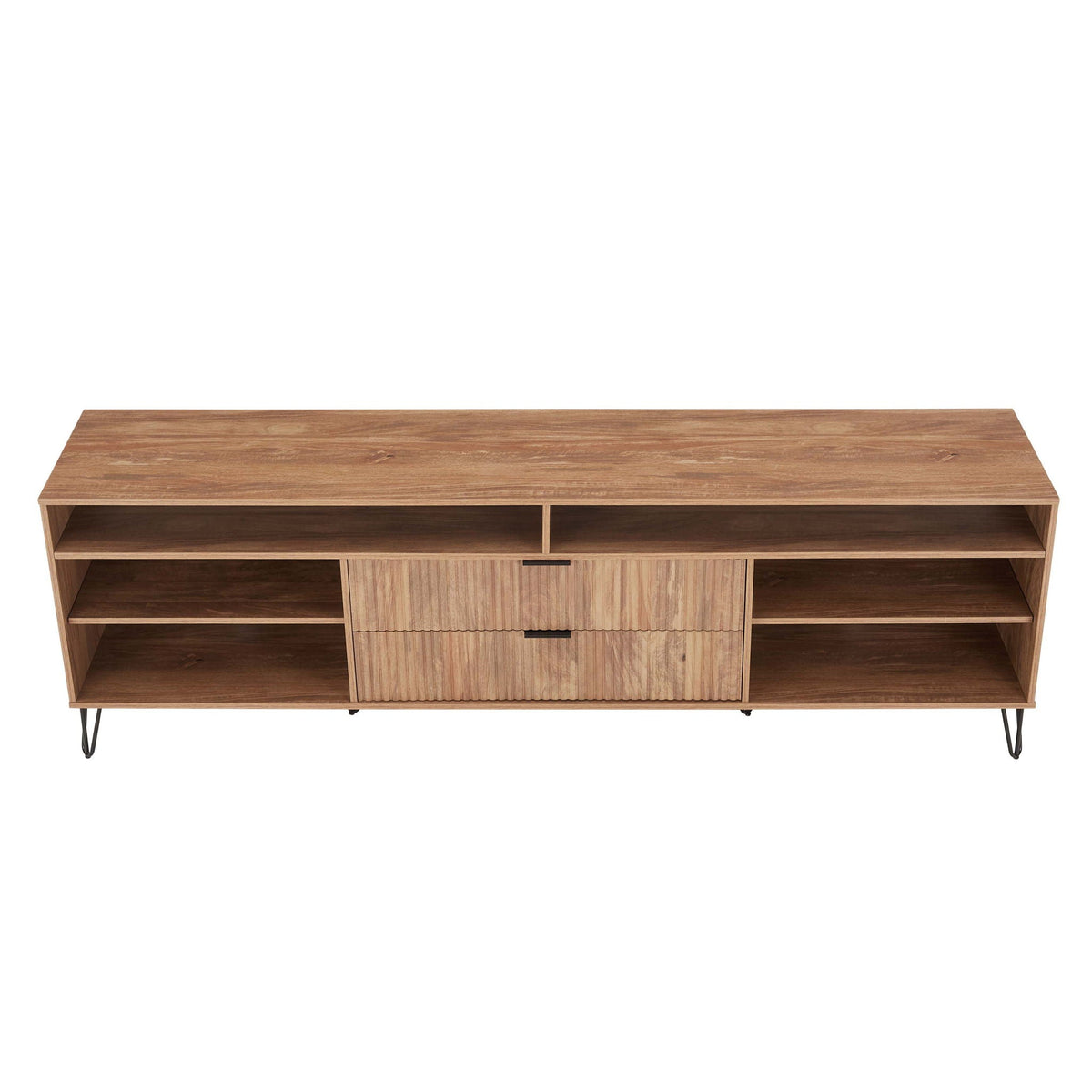 Fluted TV Stand with Storage and Metal Legs - Multiple Colors