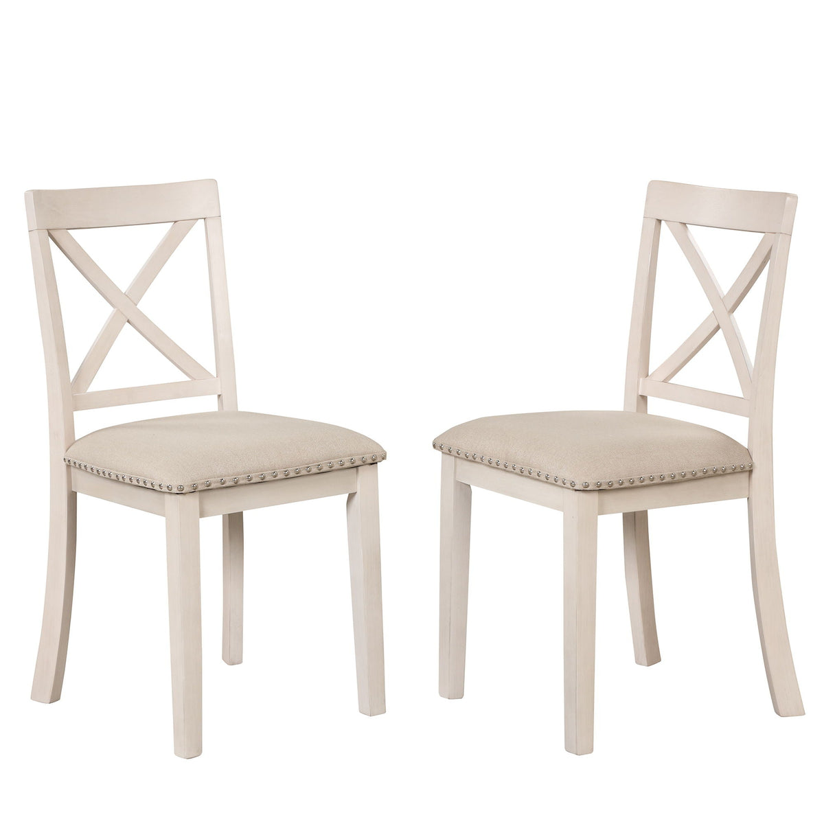 Modern Dining Table Set for 4 with Curved Back Chairs - Beige or Light Brown