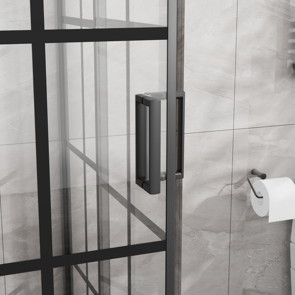 Tempered Glass Corner Shower Door with Sliding Opening - Clear