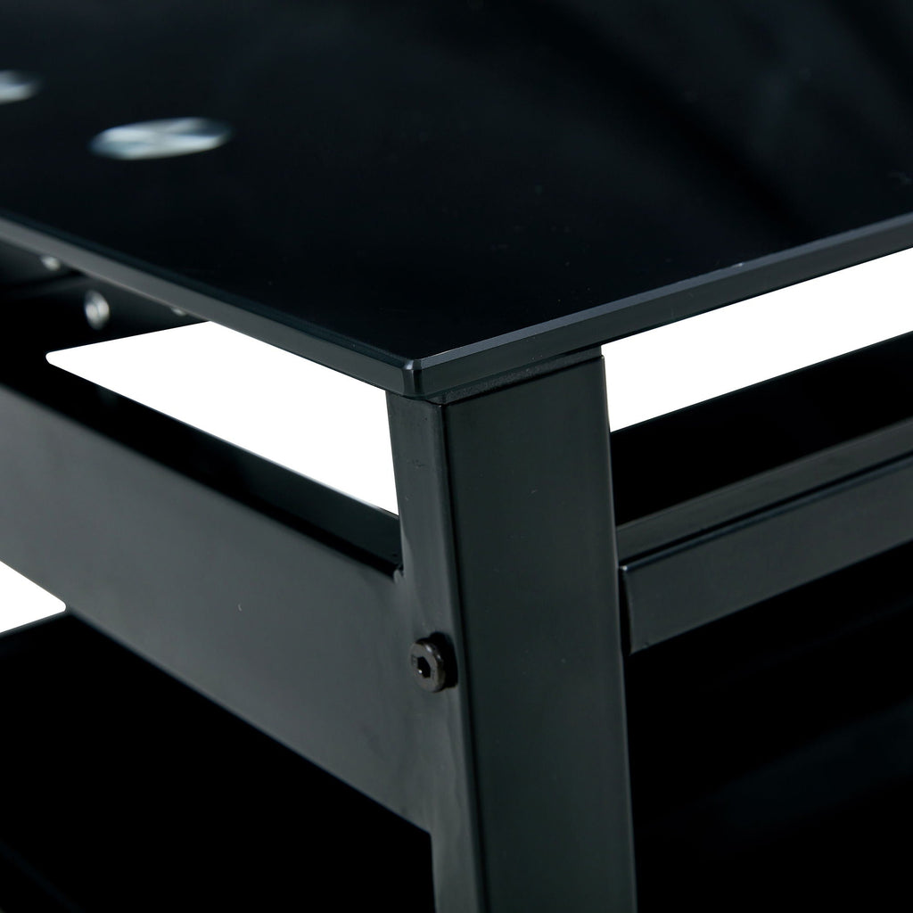 Glass Lift Top Coffee Table with Storage Shelf - Black