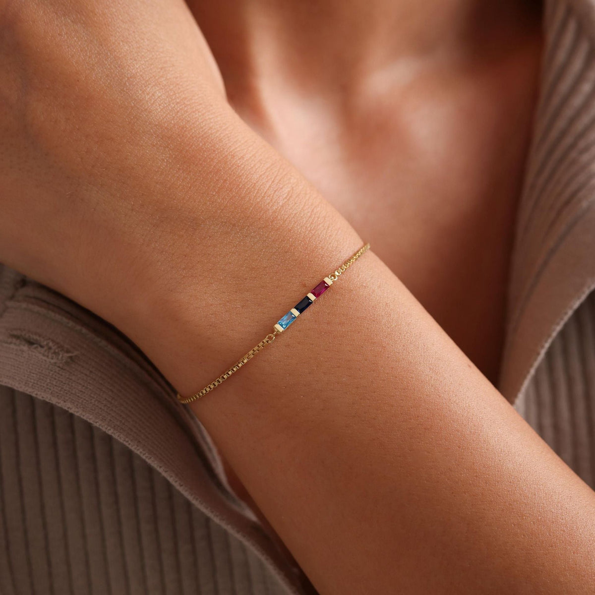 Birthstone Micro-paved Gold-plated Clavicle Necklace
