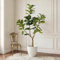 6FT Artificial Fiddle Leaf Fig Tree with Realistic Green Leaves - Black Pot