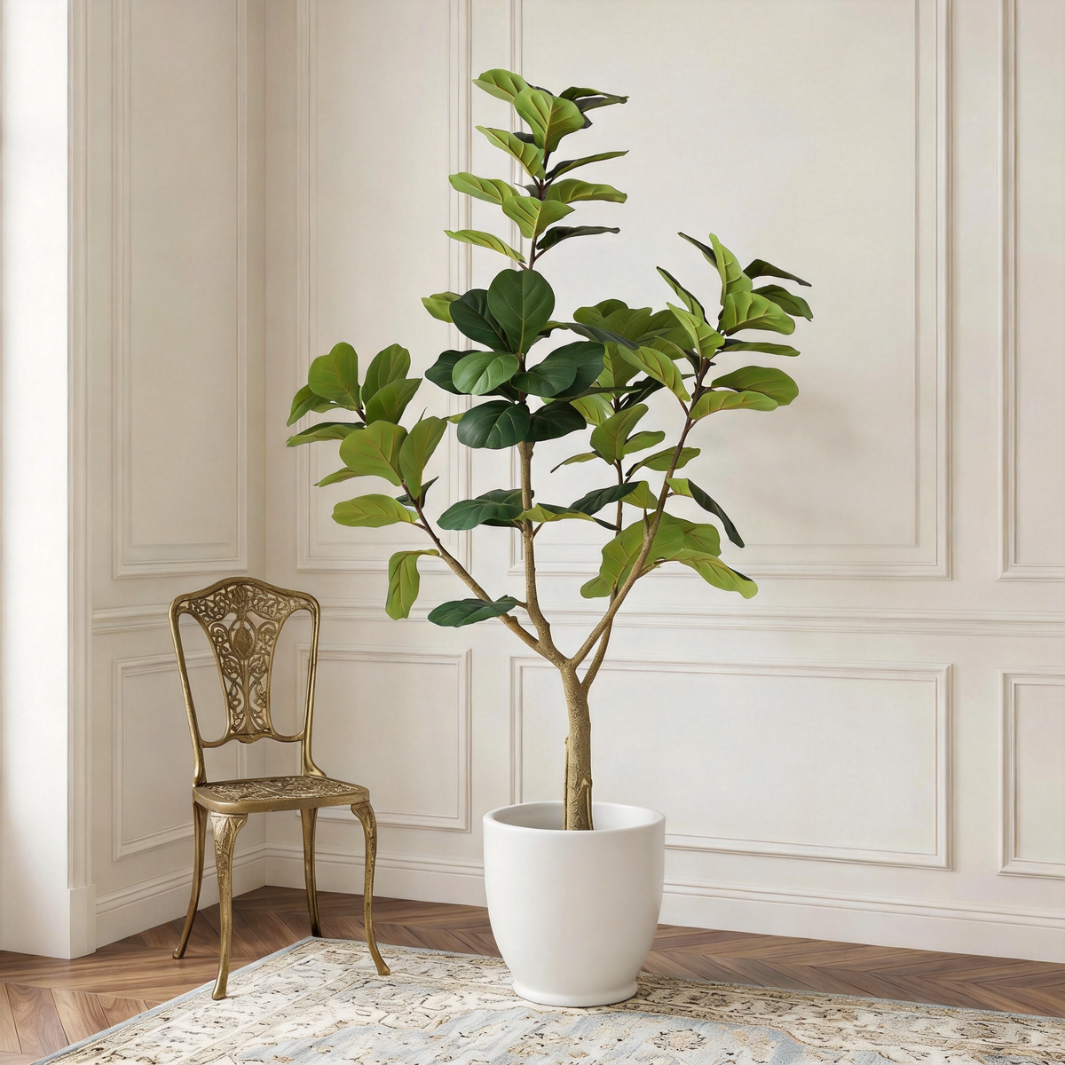6FT Artificial Fiddle Leaf Fig Tree with Realistic Green Leaves - Black Pot