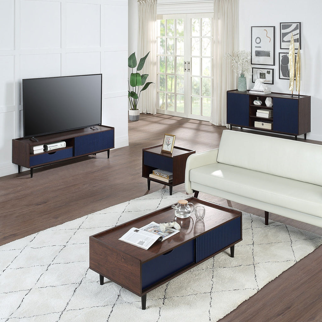 Fluted Sideboard with Adjustable Storage - Black or Blue