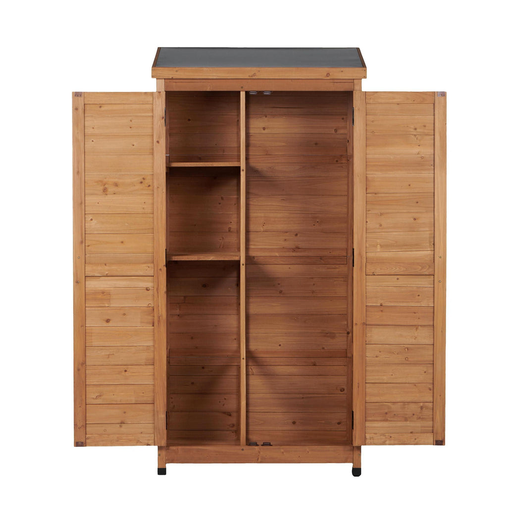 Outdoor Storage Shed with Vertical Tool Cabinet - Solid Wood, Dark Gray or Light Brown