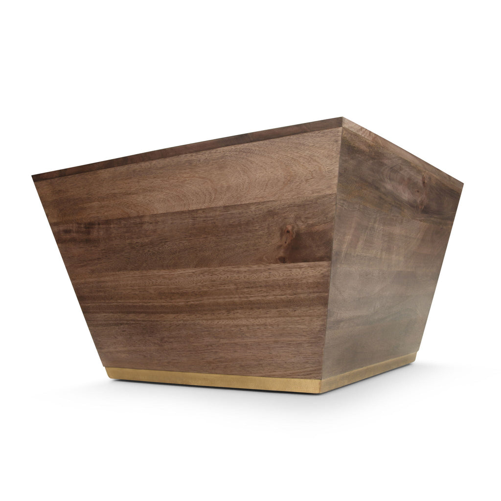 Handcrafted Square Coffee Table with Brass Trim - Multiple Finishes