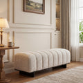 Indoor Dining Bench with Faux Fur Upholstery - Beige