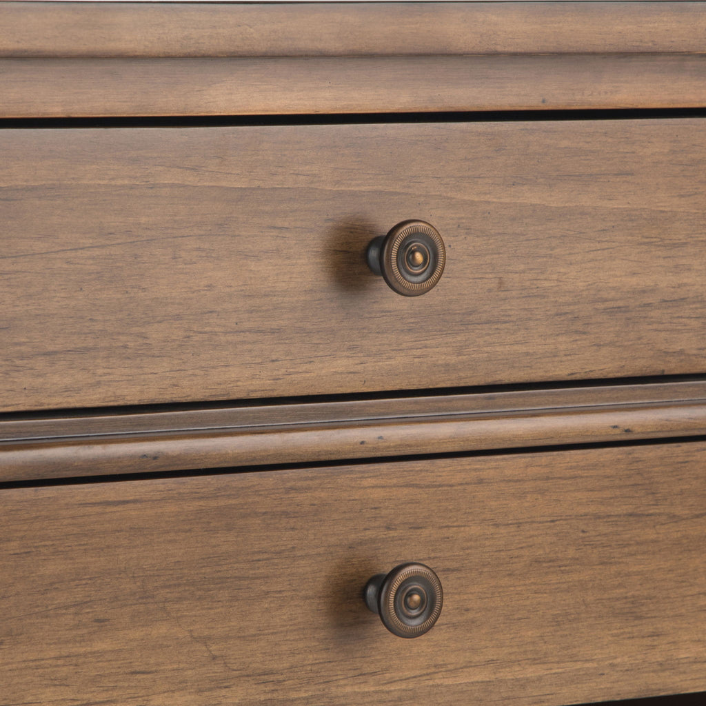 Rustic Natural Aged Brown Bedside Table with Storage - Solid Wood