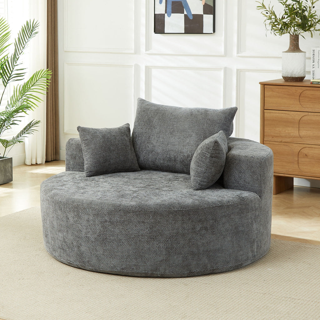 Gray Sleeper Chair Arm Chair with Pillow Support - Chenille Fabric