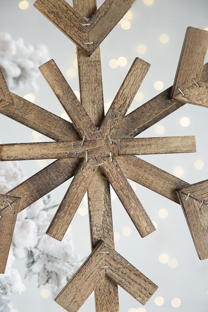 Large Fir Wood Snowflake Ornaments - Set of 2 with Festive Design