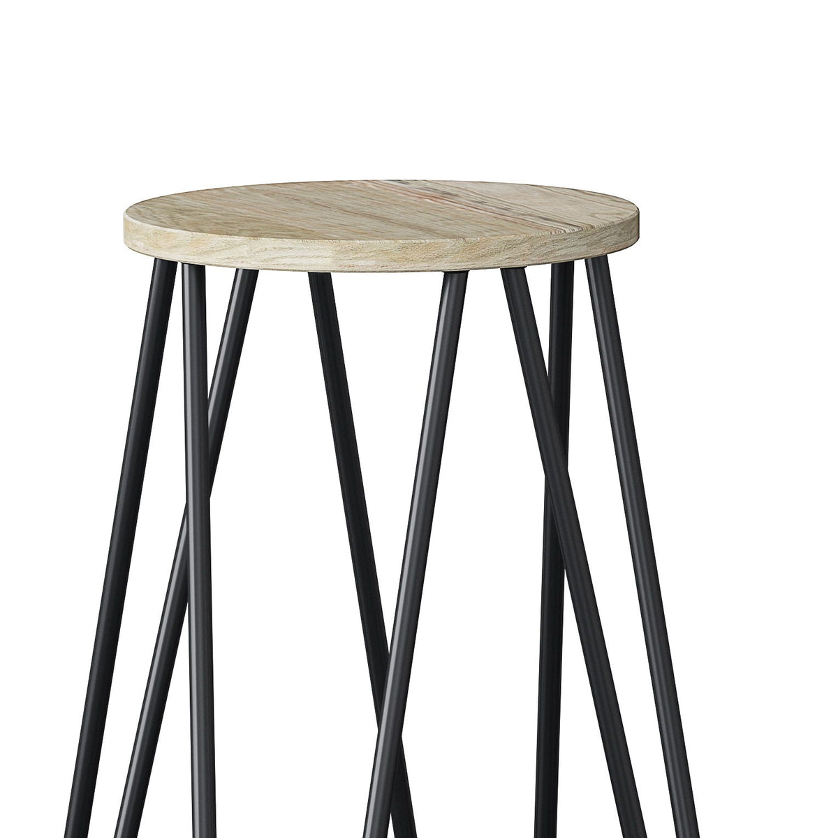 Multifunctional Metal Counter Height Stool with Solid Wood Seat - Dark Brown or Beige
