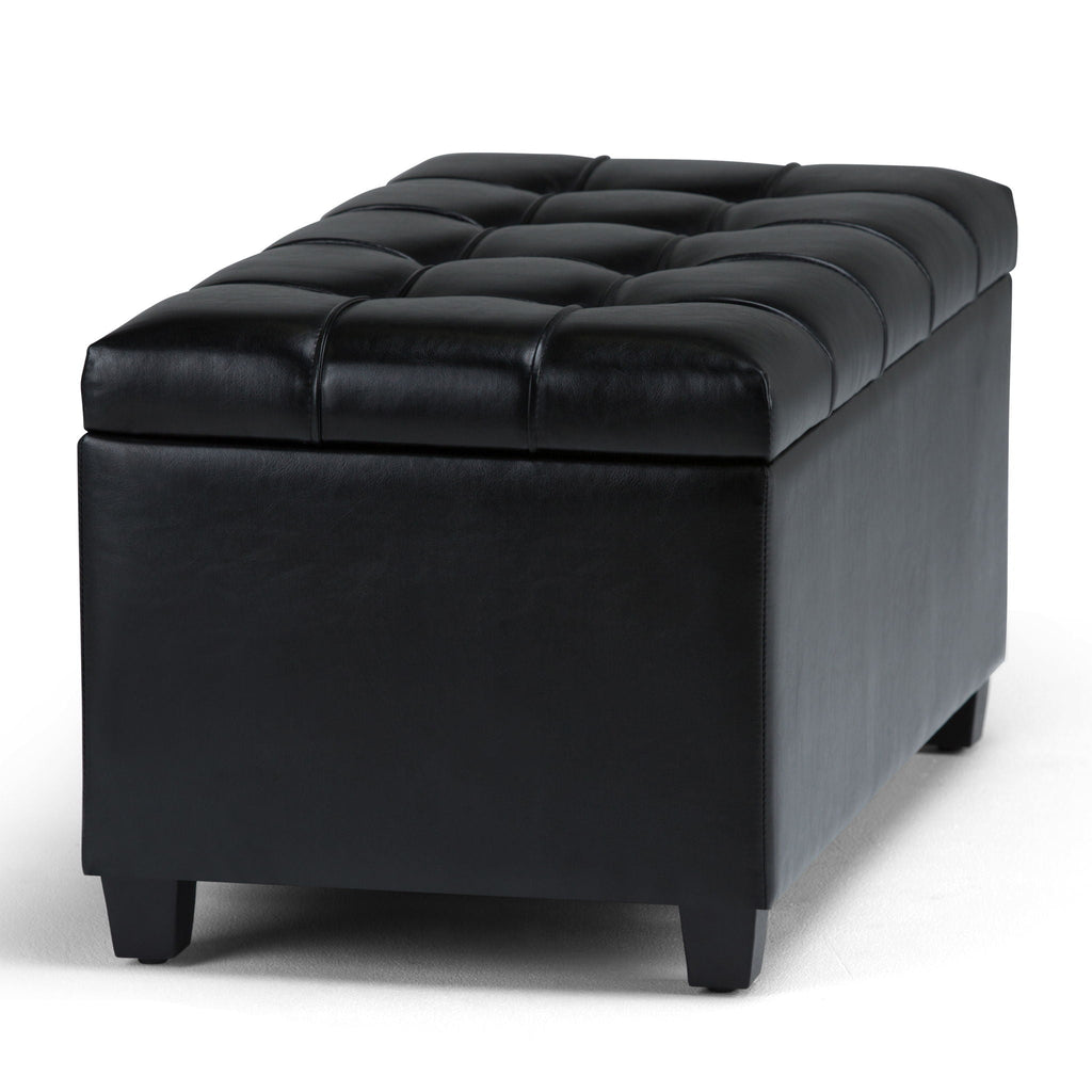 Upholstered Storage Ottoman Bench with Safety Hinge - Multiple Colors