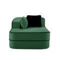 Elysees Left Chaise Sofa with Pillows in Green Teddy Fabric