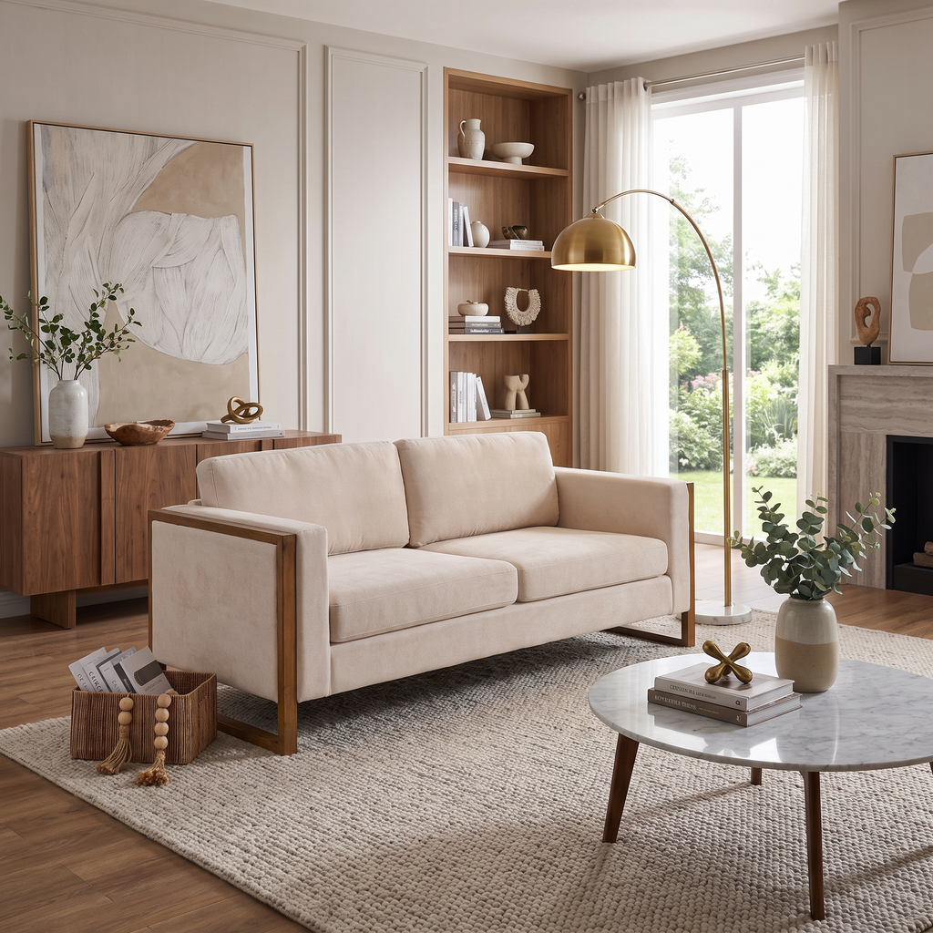 79" Modern Sofa with Solid Wood Legs