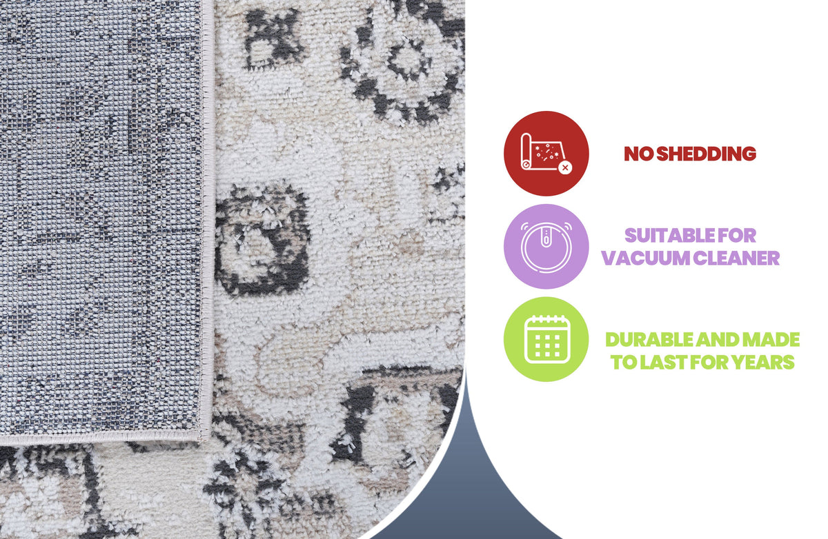 NAAR PAYAS Collection 5X7 Cream / Beige / Medallion Area Rug