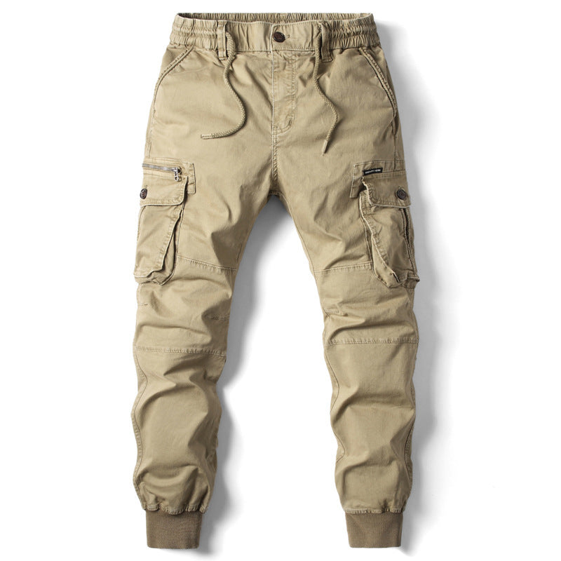 Solid Color Skinny Multi-pocket Men's Work Pants