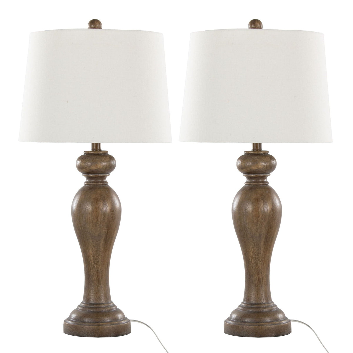 Contemporary Table Lamp Set with 3-Way Lighting - White