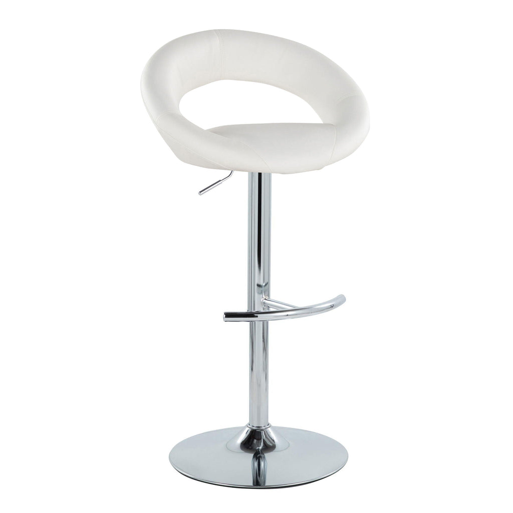 Contemporary Adjustable Barstool Set with Swivel and Rounded T Footrest - White or Black