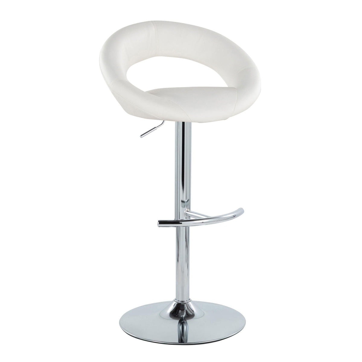 Contemporary Adjustable Barstool Set with Swivel and Rounded T Footrest - White or Black