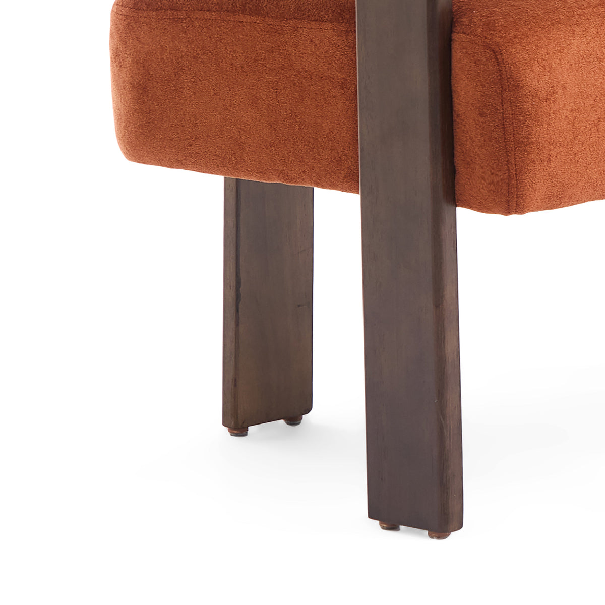 Round Armrest Loveseat with Curved Armrests - Dark Orange and Brown