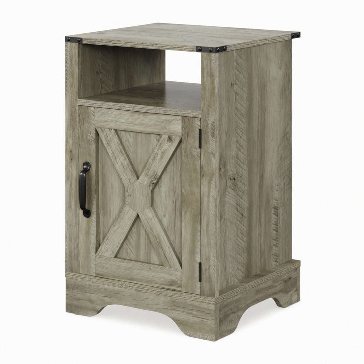 Farmhouse Nightstand with Charging Station & Storage - Multiple Colors