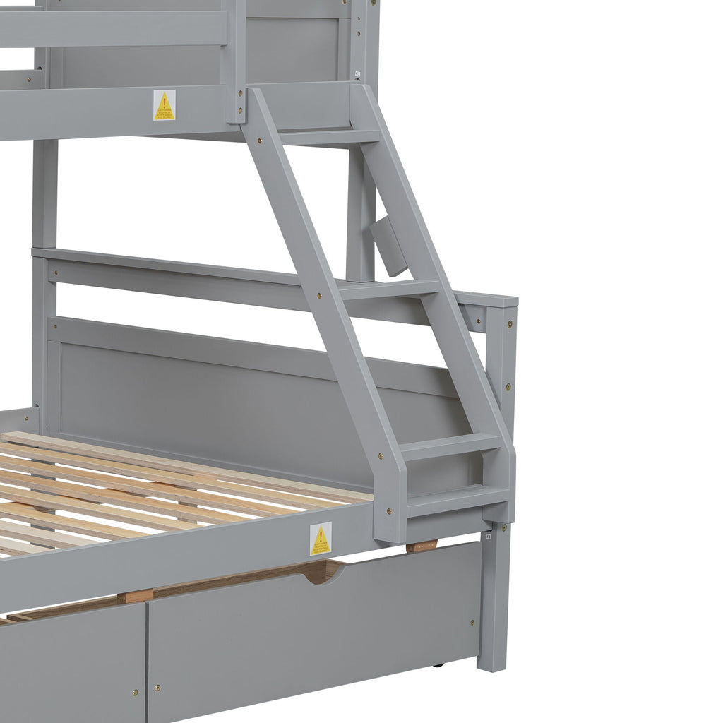 Twin Over Full Bunk Bed with Ladder and Storage Options - White or Dark Gray