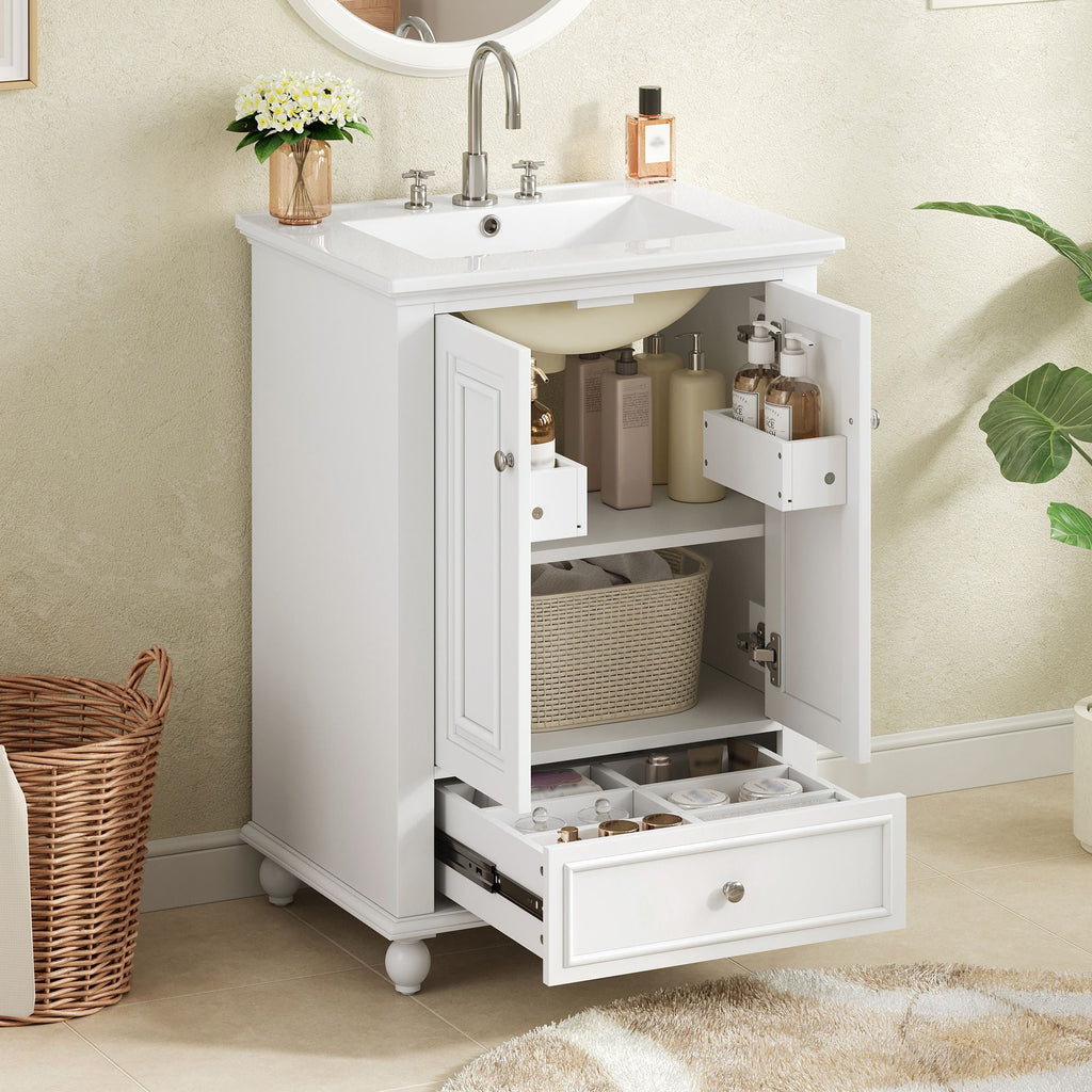 Modern Bathroom Vanity With Sink, Cabinet, And Drawers