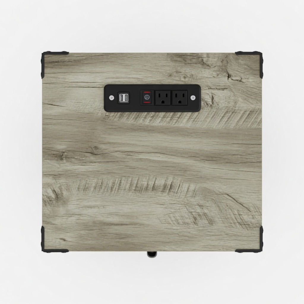 Farmhouse Nightstand with Charging Station & Storage - Multiple Colors