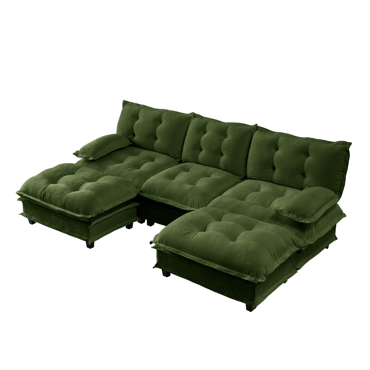 107" U Shaped Modular Sectional Sofa with Ottomans - Chenille