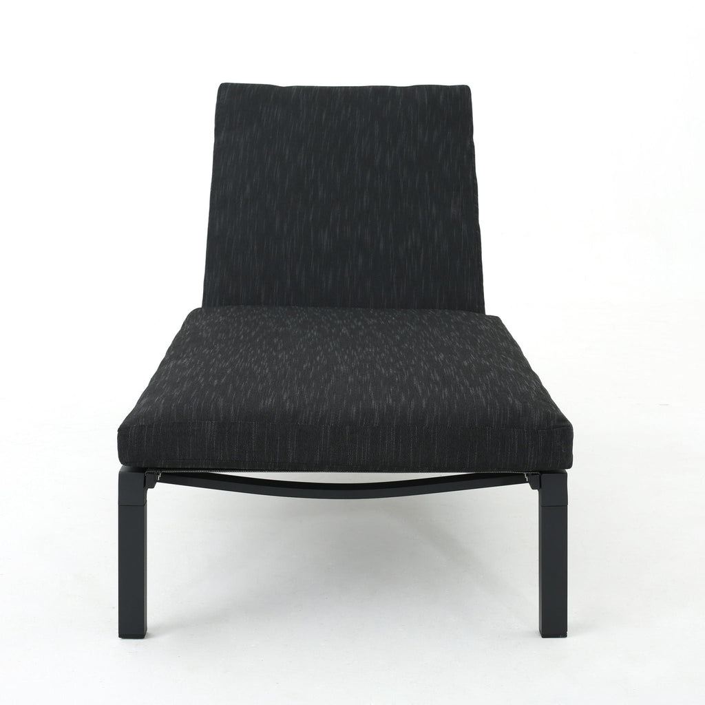Modern Chaise Lounge with Water-Resistant Cushions - Dark Gray