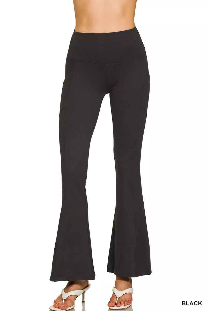 Zenana Brushed Dty Microfiber Flare Pants