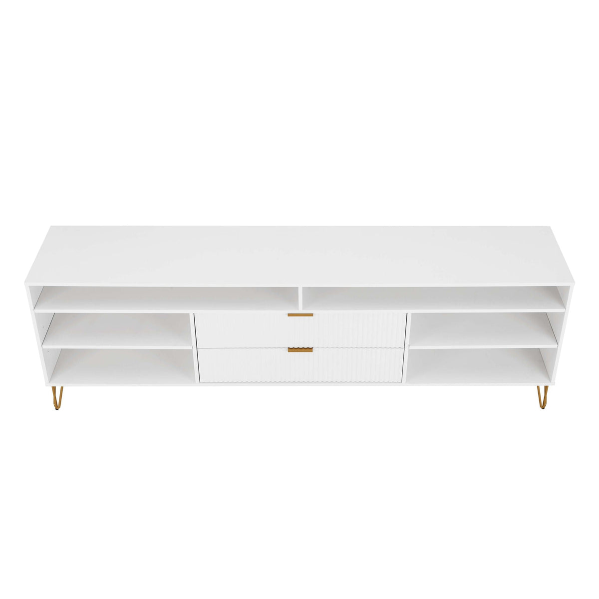 Fluted TV Stand with Storage and Metal Legs - Multiple Colors