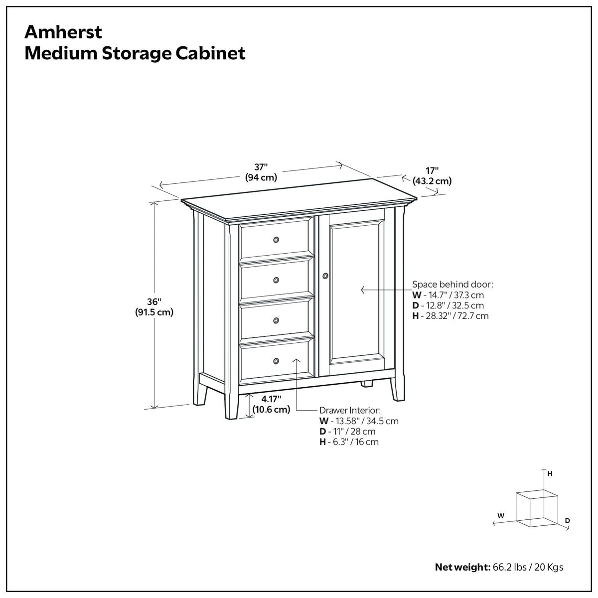 Handcrafted Medium Storage Cabinet with Adjustable Shelves - Dark Brown, Light Brown, Black, White