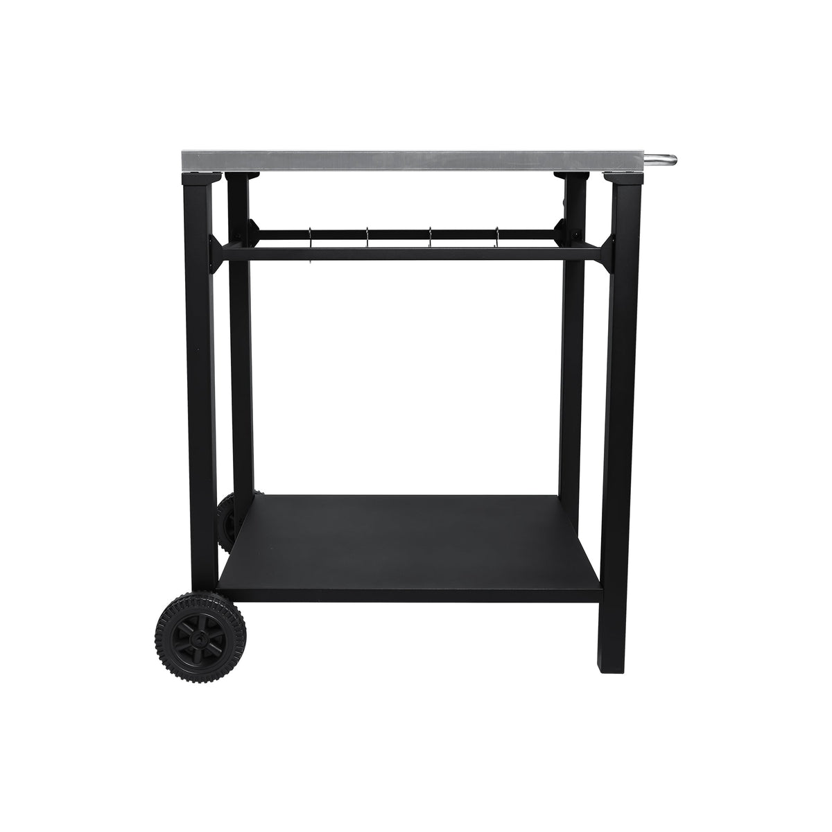 2-Tier Outdoor Grill Cart with Stainless Steel Top - Black