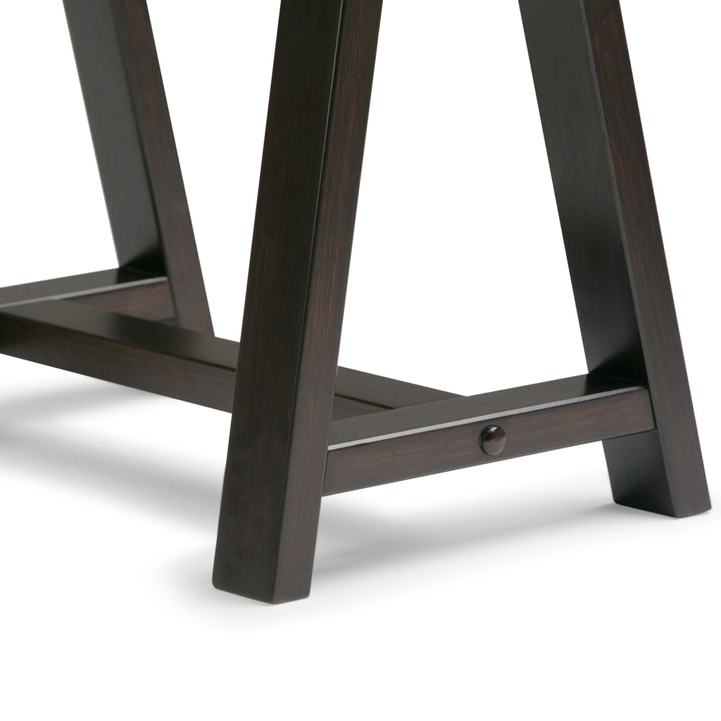 Handcrafted Sawhorse Writing Desk with Solid Wood Construction - Dark Brown or White