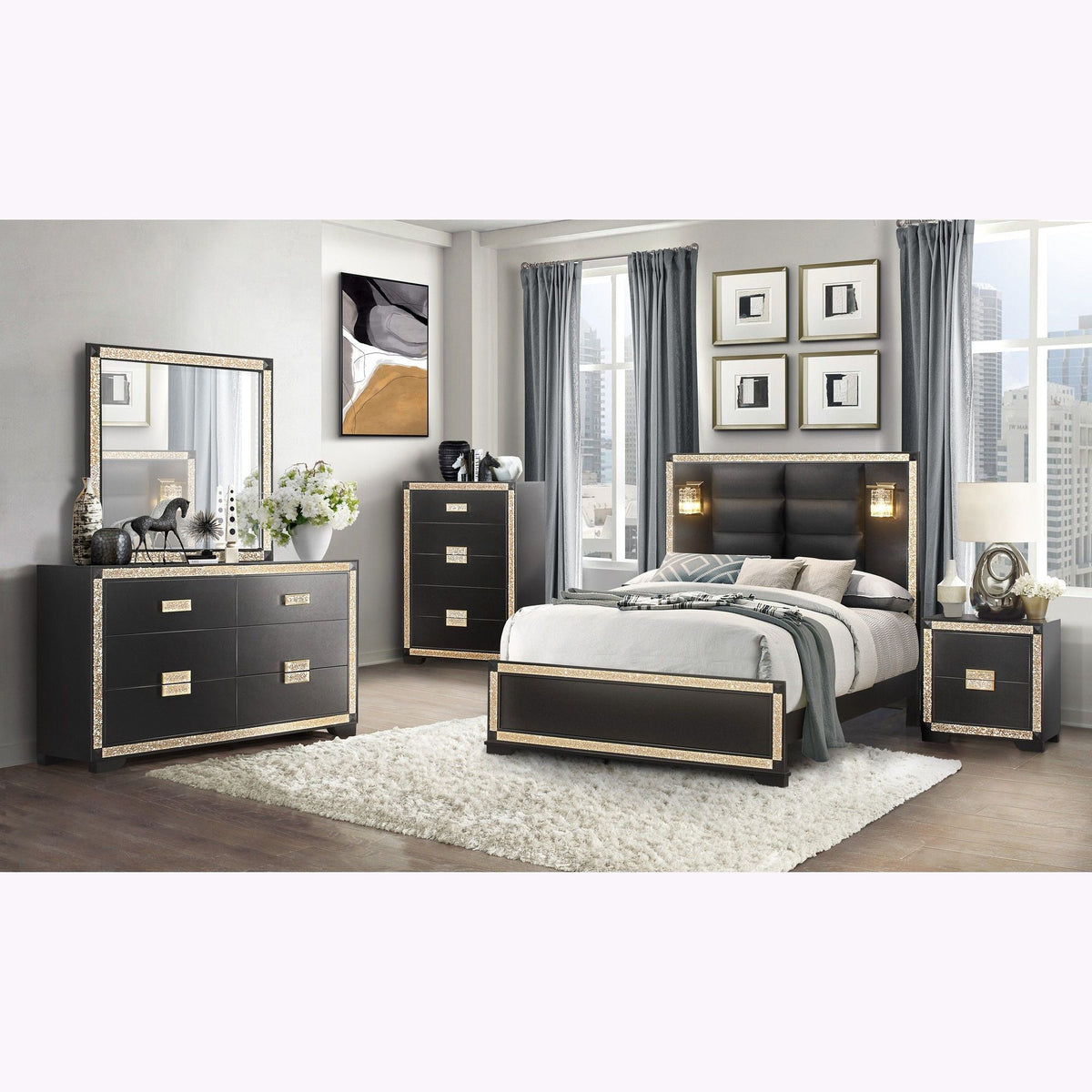 Lively Dresser With Glitter Detail - Black