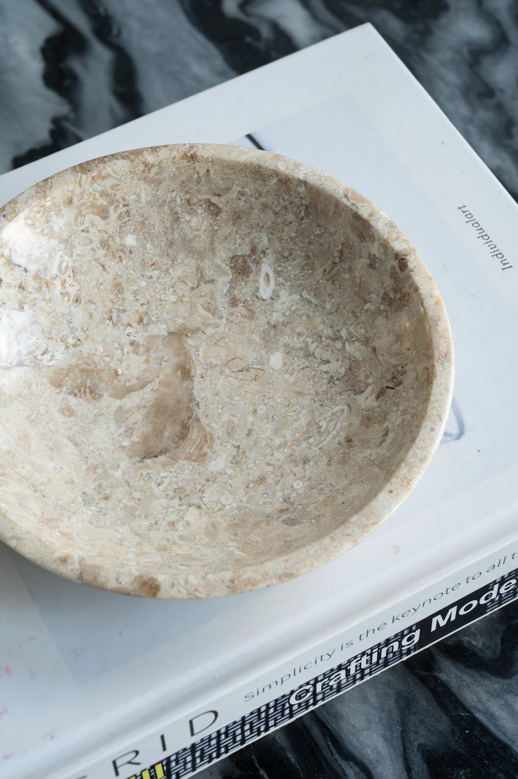 Round Marble Decorative Bowl with Smooth Finish - Cream
