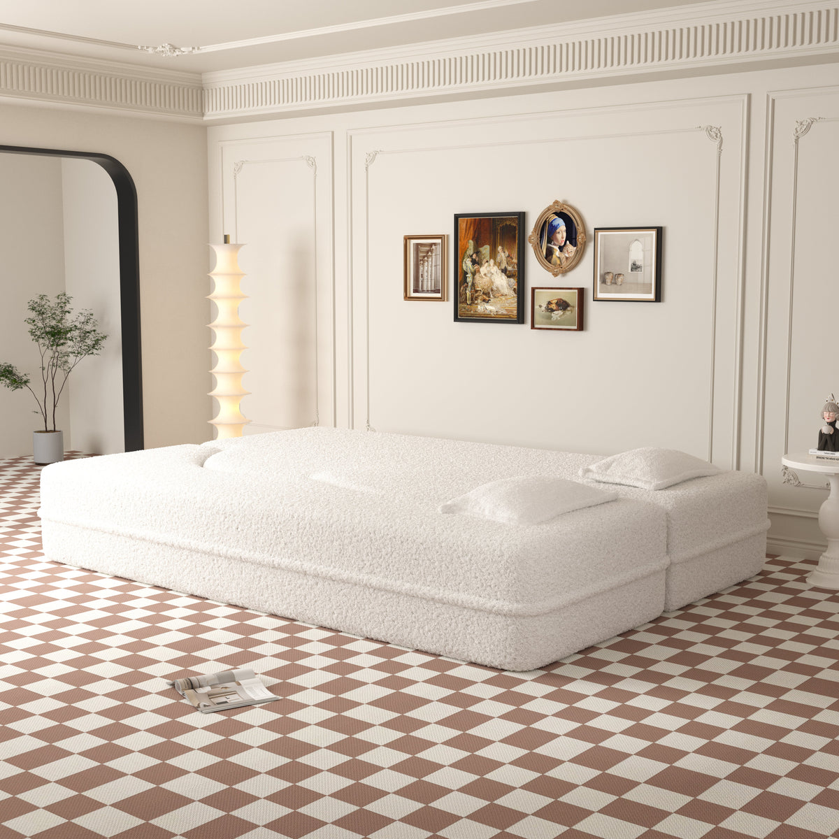 Modern Floor Sofa with 2 Pillows