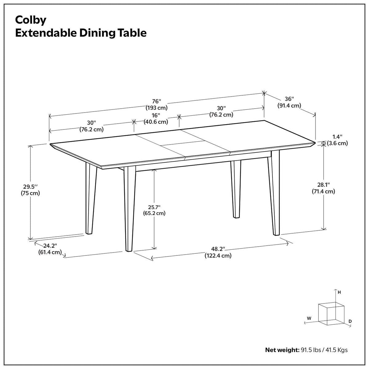 Contemporary Dining Table with Solid Oak Veneer - Light or Dark Brown