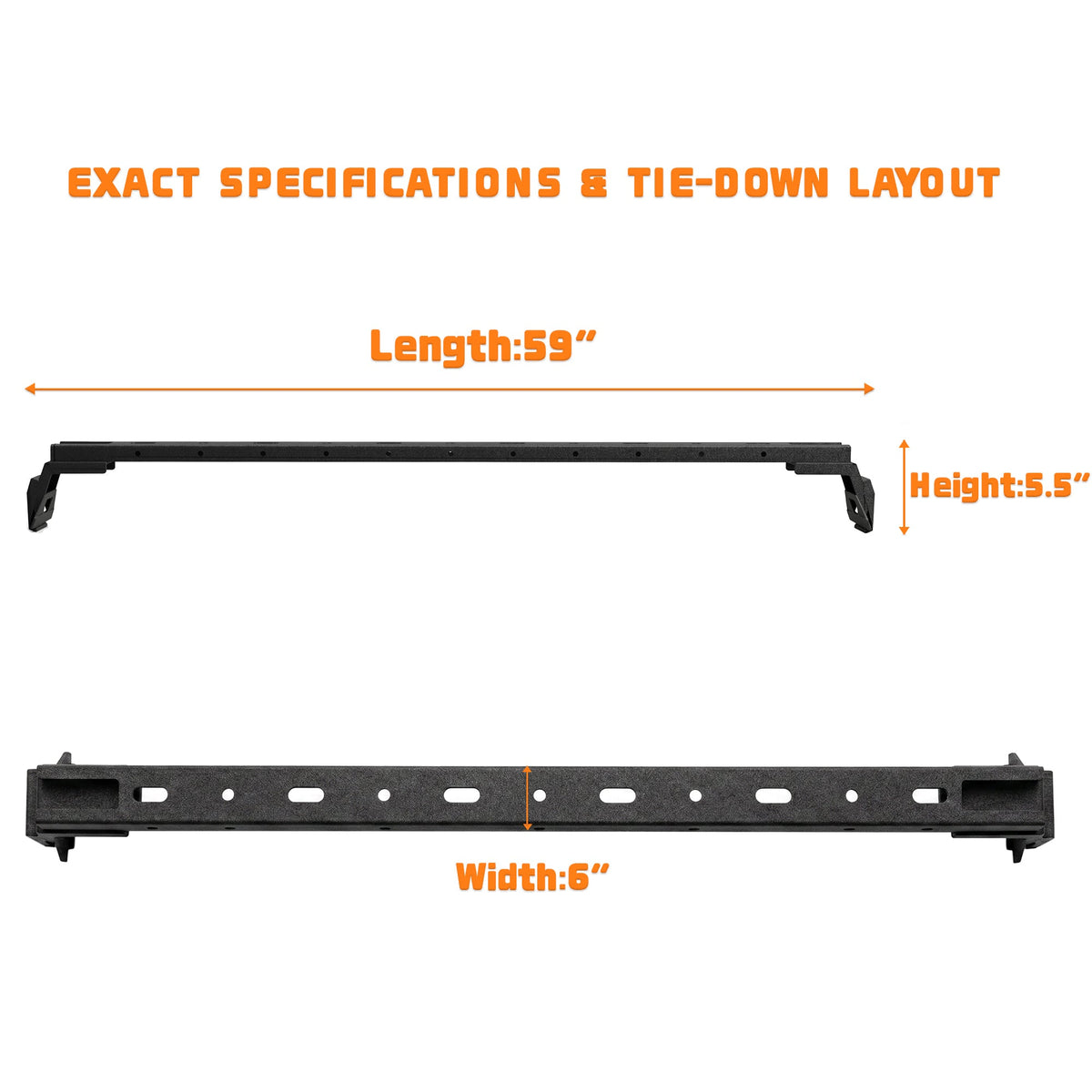 Carbon Steel Roof Rack Cross Bars with 400 lb Capacity - Black
