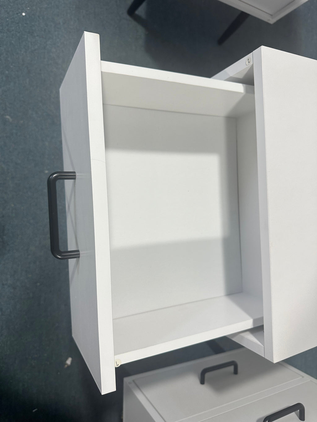 Modern 2-Drawer Nightstand with Metal Legs - White MDF