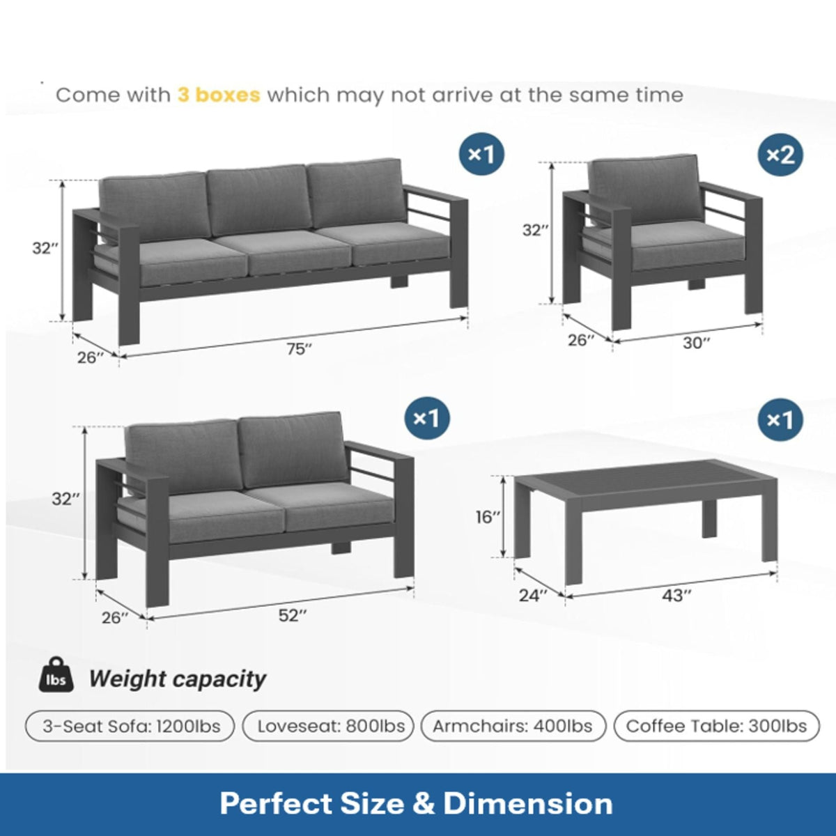 All-Weather Outdoor Patio Set with Thick Cushions - Multiple Colors