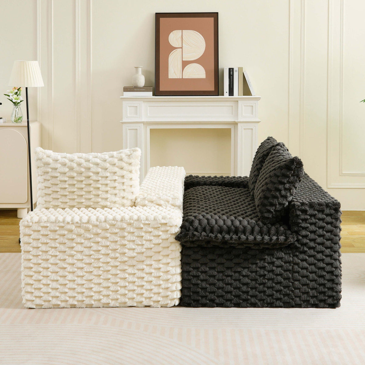 Luxury Multifunctional Sofa for Living Room with Adjustable Layout - Black, Dark Green, White, Pink