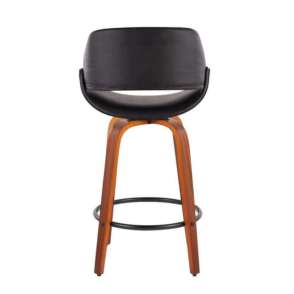 Fabrico Mid-Century Modern Fixed Height Counter Stool And Round Footrest (Set of 2)