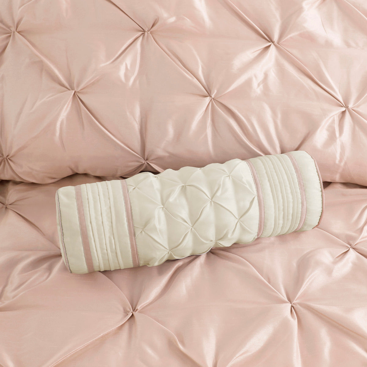 7 Piece Tufted Comforter Set Blush Full