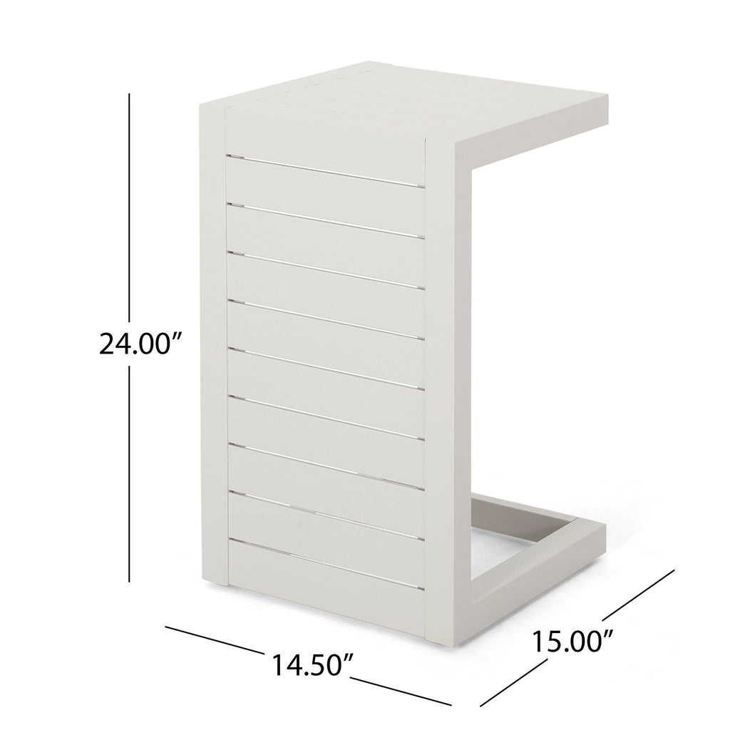 Aluminum Outdoor C-Shaped Side Table with Rust-Resistant Finish - Multiple Colors