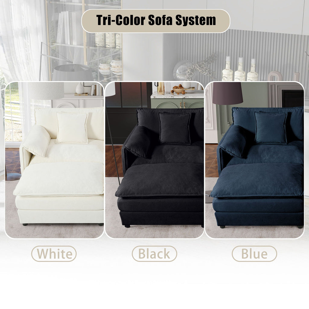Oversized Chair & Ottoman with Soft Upholstery - Blue or Black