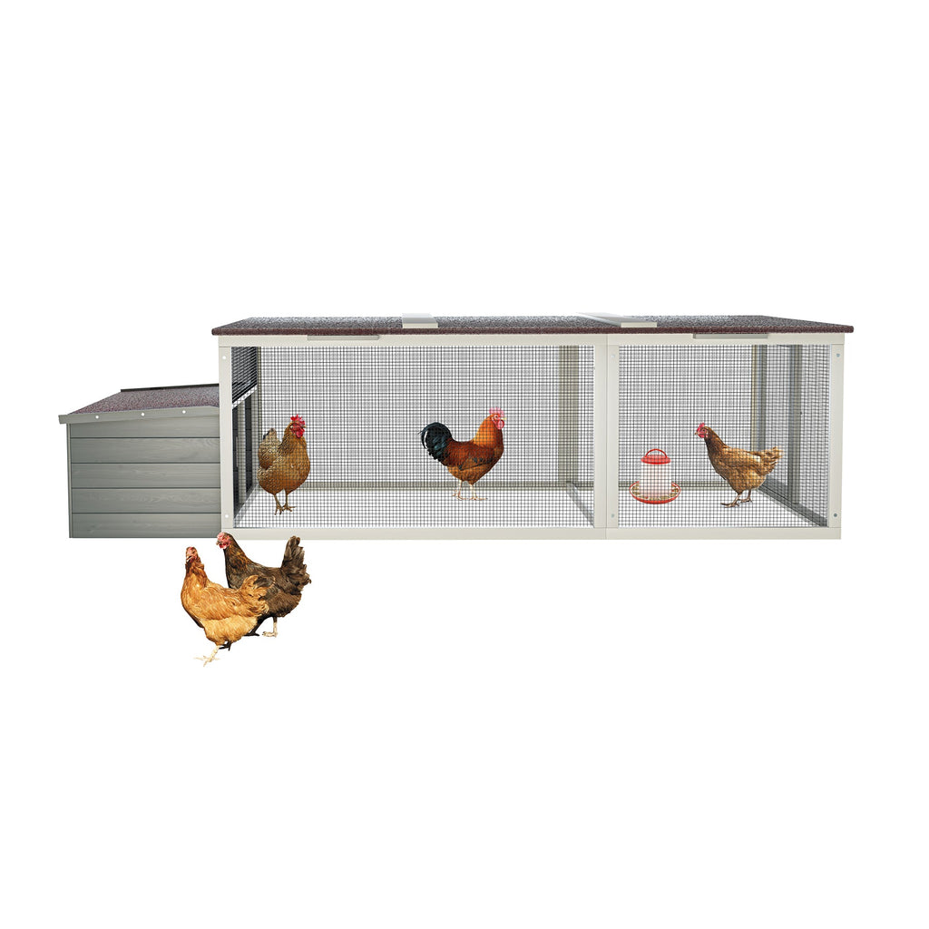 Large Wooden Chicken Coop with Weatherproof Roof - Gray